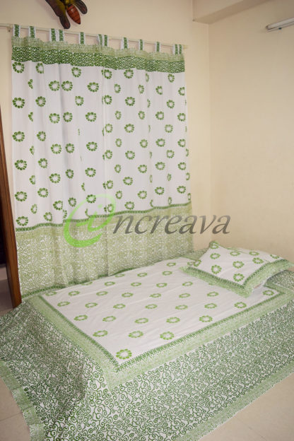 Green Shade Bed Cover Curtain Set