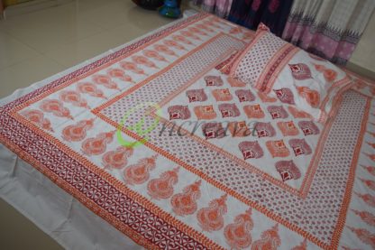 White red orange Bed cover