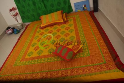 yellow red bed cover