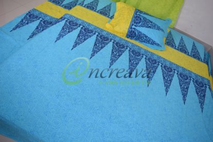 Sky blue Yellow Bed Cover