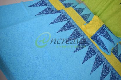 Sky blue Yellow Bed Cover