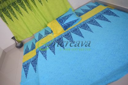 Sky blue Yellow Bed Cover