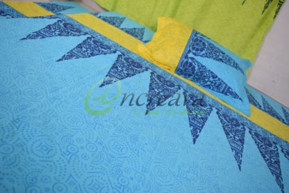 Sky blue Yellow Bed Cover