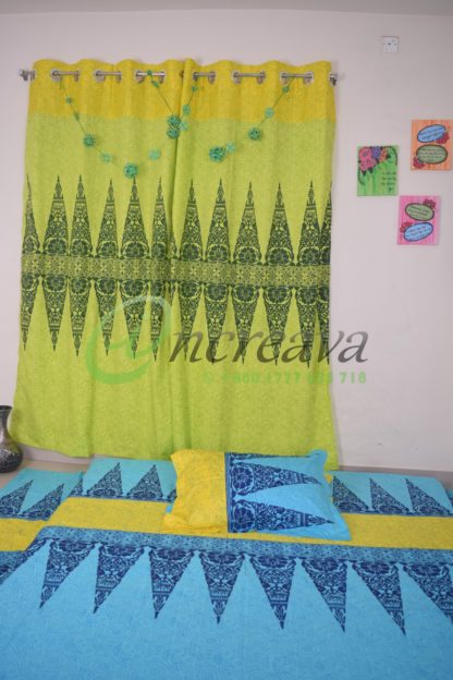 Sky blue Yellow Bed Cover