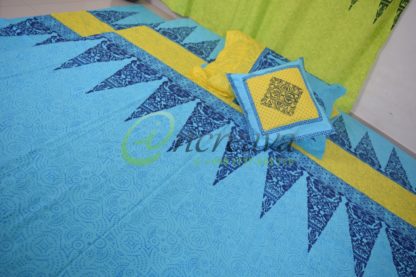 Sky blue Yellow Bed Cover