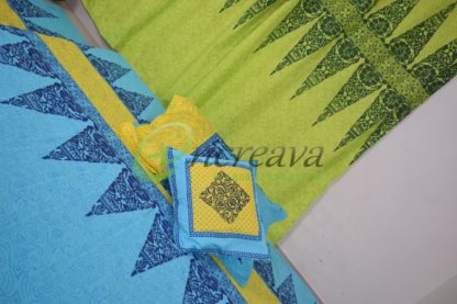 Sky blue Yellow Bed Cover