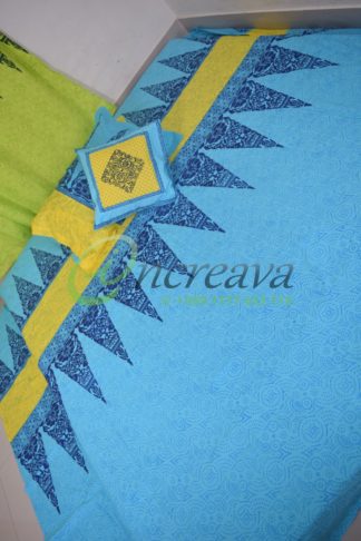 Sky blue Yellow Bed Cover