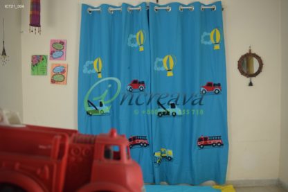 Applique Blue Car Curtain