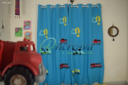 Applique Blue Car Curtain