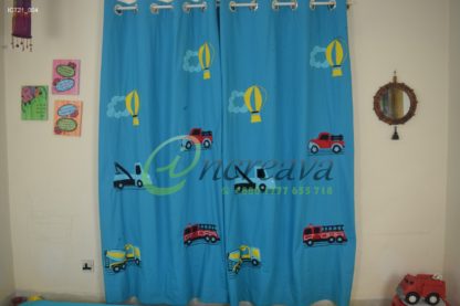 Applique Blue Car Curtain