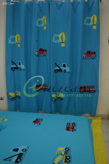 Applique Blue Car Curtain