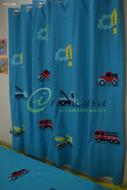 Applique Blue Car Curtain