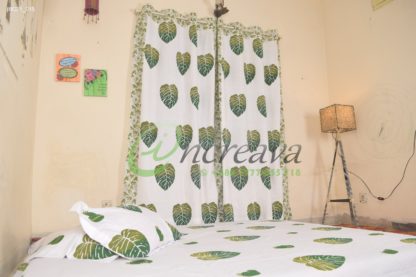 White Monstera Cactus Bed cover