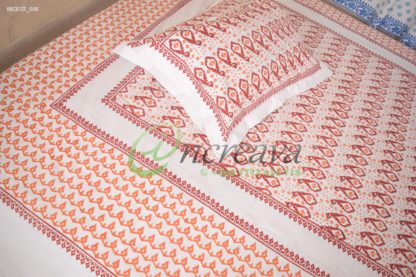 White Jamdni merun orange bed cover