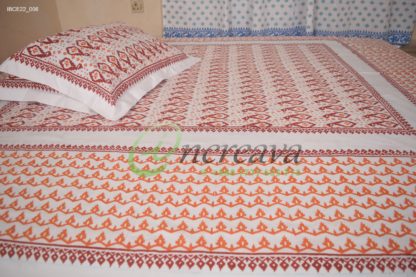 White Jamdni merun orange bed cover