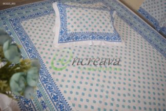 White Jamdni blue bed cover