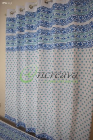 White Blue Jamdani Curtain