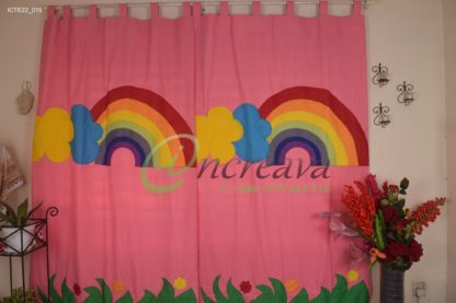 Applique Grass Baby Pink Curtain
