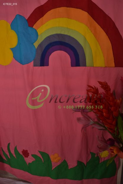 Applique Grass Baby Pink Curtain
