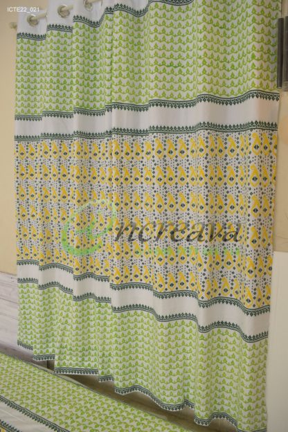 White Lemon Yellow Jamdani Motif Curtain