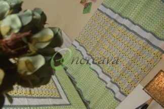 White Lemon Yellow Jamdani Motif Curtain