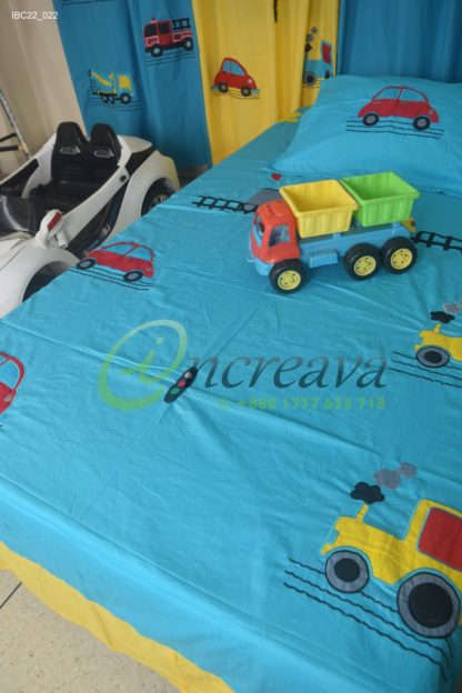 Single Blue Applique Bed cover