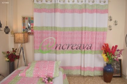 Pink Green Shade Curtain