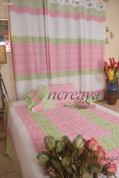 Pink Green Shade Curtain