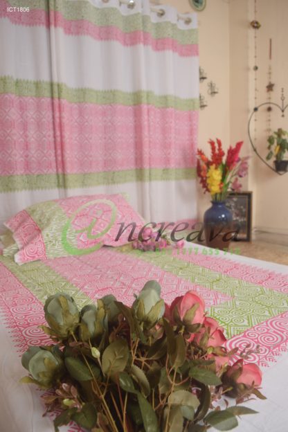 Pink Green Shade Curtain