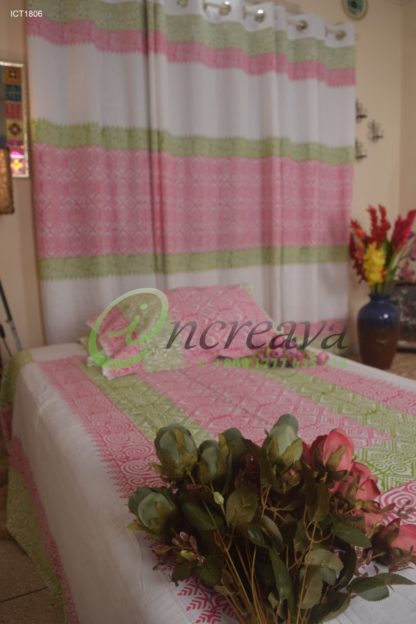 Pink Green Shade Curtain