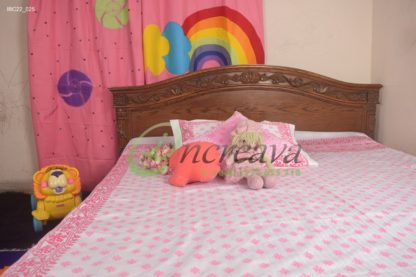 White Pink Jamdani Bed Cover