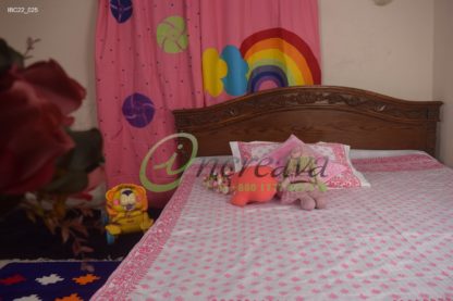 White Pink Jamdani Bed Cover