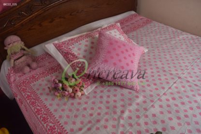 White Pink Jamdani Bed Cover