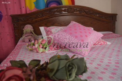 White Pink Jamdani Bed Cover