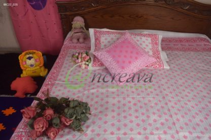 White Pink Jamdani Bed Cover