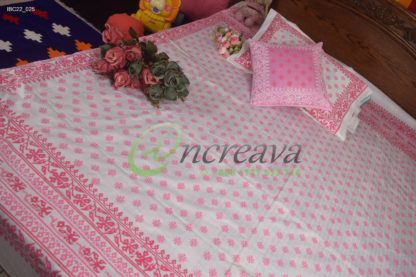 White Pink Jamdani Bed Cover