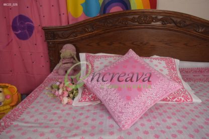 White Pink Jamdani Bed Cover