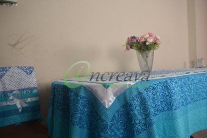 White Sky Blue Table Cover