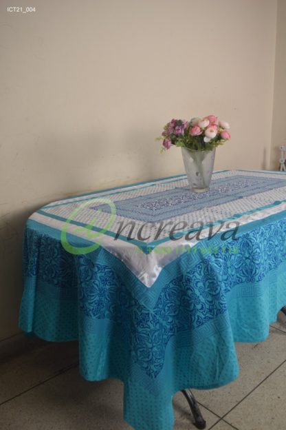 White Sky Blue Table Cover