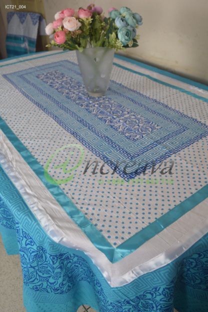 White Sky Blue Table Cover