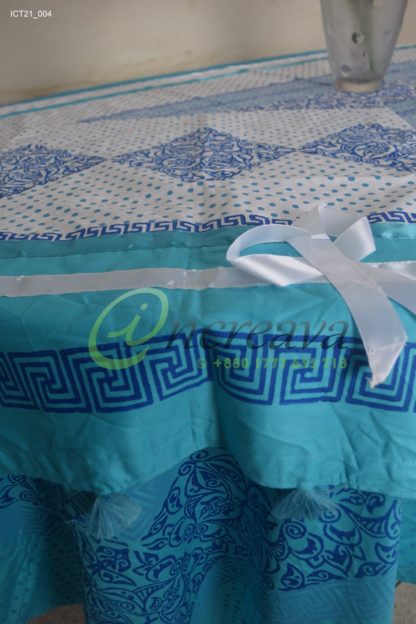 White Sky Blue Table Cover