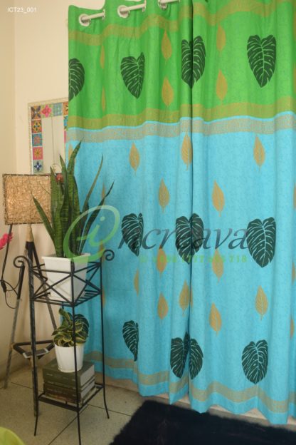 Sky Blue Green Curtain