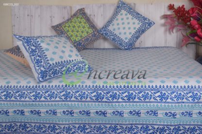 White Jamdani Blue Single Bed cover