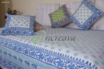 White Jamdani Blue Single Bed cover