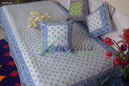 White Jamdani Blue Single Bed cover