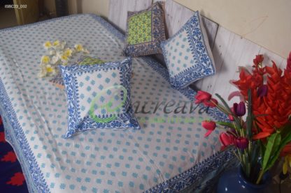 White Jamdani Blue Single Bed cover