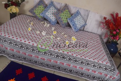 White Jamdani Meroon Ash Single Bed cover