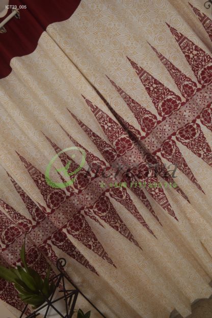 Meroon White Aarong Pattern Curtain