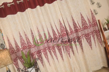 Meroon White Aarong Pattern Curtain