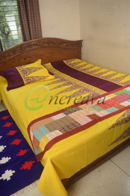 Yellow Purple Aarong Bed cover